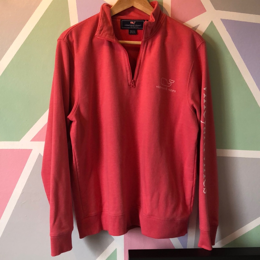 Vineyard Vines coral/pink fleece quarter zip